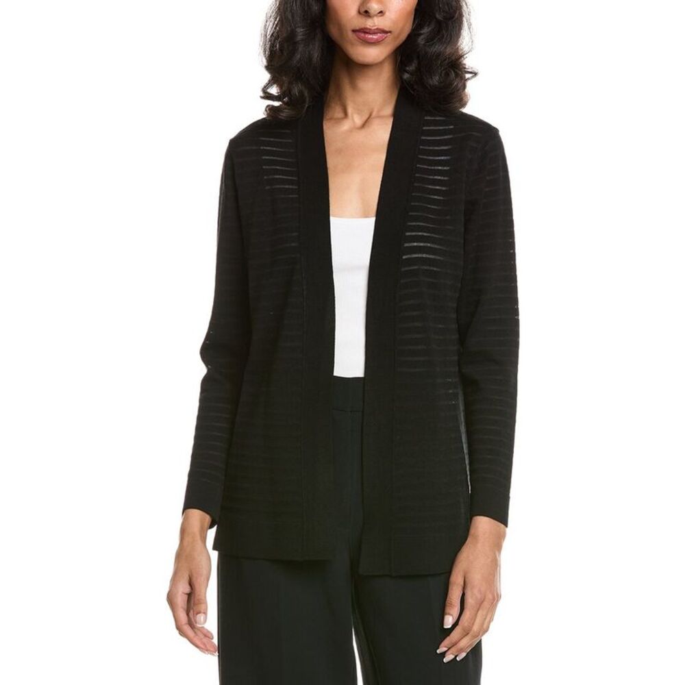 Anne Klein Womens  Sheer Stripe Cardigan, Black